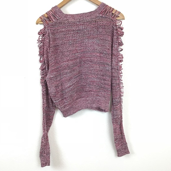 IRO Sweater Crop Pullover Distressed Knit Red M - Picture 6 of 8